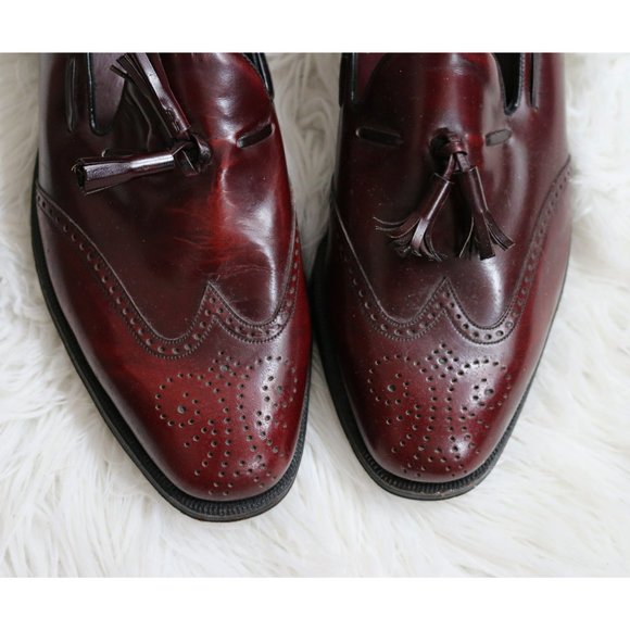 1980\'s Florsheim Burgundy Tassel Leather Dress Loafers // Men\'s 8 to 8-1/2 (8.5) main image 4